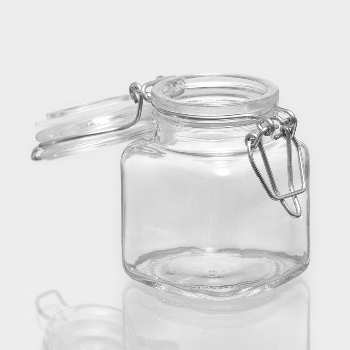 Банка стеклянная для хранения сыпучих продуктов Доляна «Квадрат», 110 мл, 5,5×8 см, с бугельным замком Банка стеклянная для хранения сыпучих продуктов Доляна «Квадрат», 110 мл, 5,5×8 см, с бугельным замком