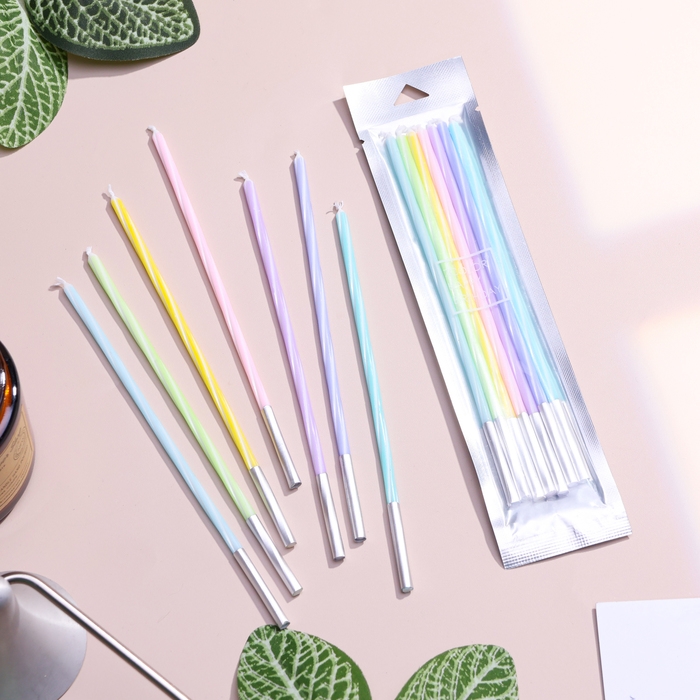 Набор свечей в торт, 7 штук, 11,5 см, разноцветные Набор свечей в торт, 7 штук, 11,5 см, разноцветные