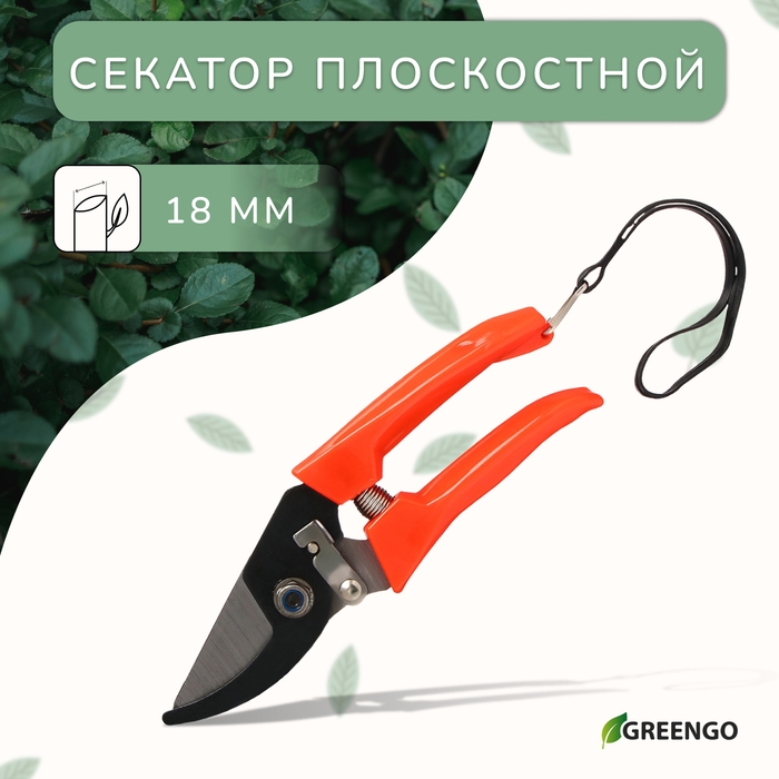 Секатор плоскостной, 7 Секатор плоскостной, 7" (18 см), с пластиковыми ручками, Greengo