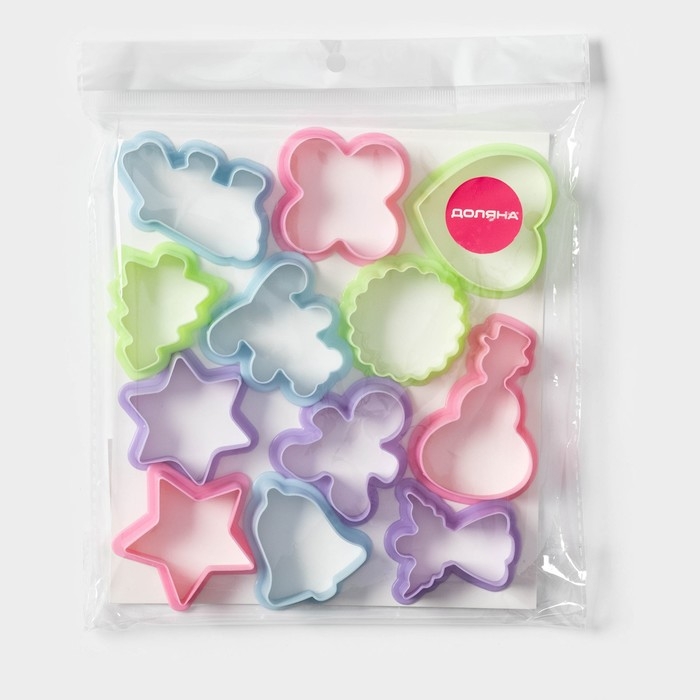 Набор форм для печенья новогодний Доляна «Праздник», 12 шт, цвет МИКС Набор форм для печенья новогодний Доляна «Праздник», 12 шт, цвет МИКС