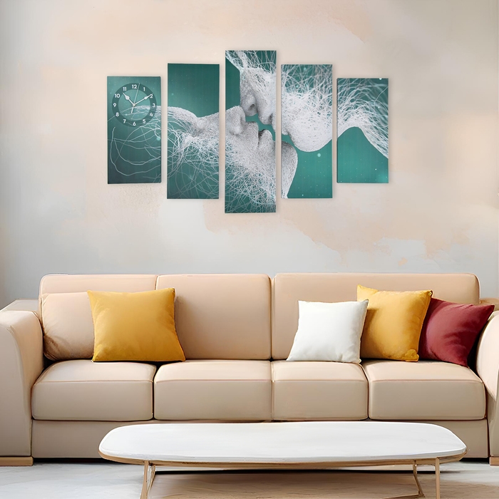 Часы-картина настенные модульные  Часы-картина настенные модульные "Притяжение", бесшумные, 80 х 140 см