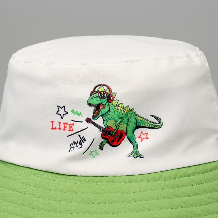 Панама детская для мальчика Dino life style, цвет белый, р-р 54 Панама детская для мальчика Dino life style, цвет белый, р-р 54