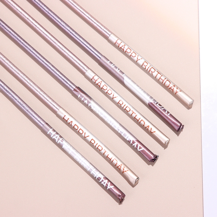 Набор свечей в торт, 6 штук Набор свечей в торт, 6 штук "Happy", 17 см, фиолетовый с металликом