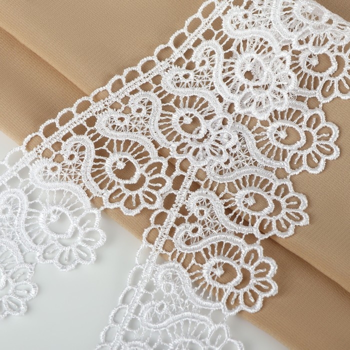 Кружево гипюровое, 46 мм × 11 ± 1 м, цвет белый Кружево гипюровое, 46 мм × 11 ± 1 м, цвет белый