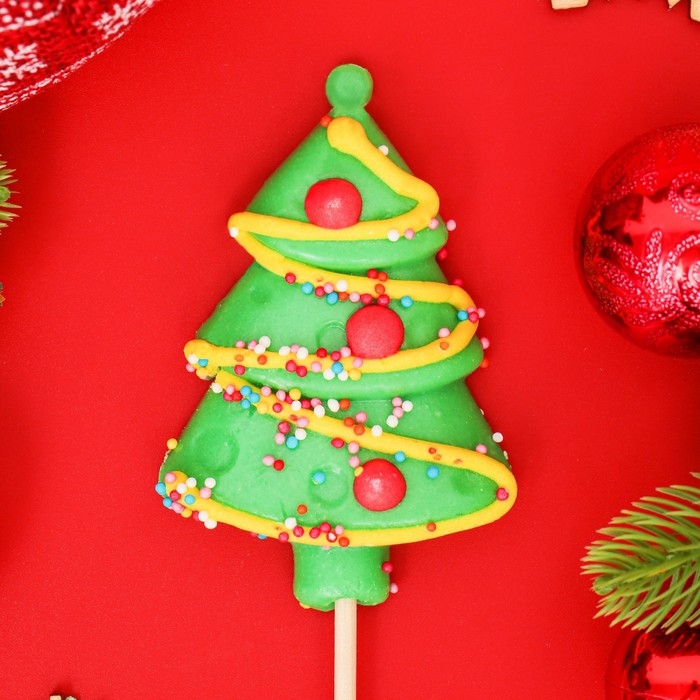 Новый год. Карамель леденцовая на палочке Новый год. Карамель леденцовая на палочке "3D Ёлочка с узорами", 40 г