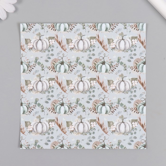 Набор бумаги для скрапбукинга 24 листа 12 дизайнов "Тыквы и цветы" 160 гр 15,2х15,2 см