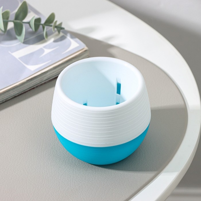 Горшок для цветов с поддоном «Япония», 125 мл, d=8 см, h=6,5 см, цвет белый-бирюзовый Горшок для цветов с поддоном «Япония», 125 мл, d=8 см, h=6,5 см, цвет белый-бирюзовый