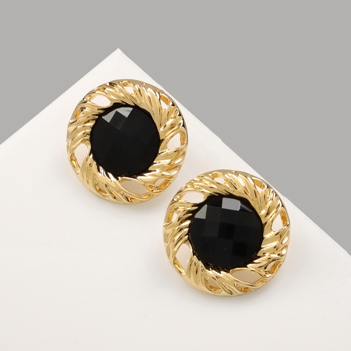 Серьги ассорти «Круг» сфера, цвет чёрный в золоте Серьги ассорти «Круг» сфера, цвет чёрный в золоте