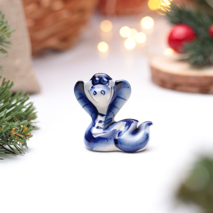 Новый год. Сувенир символ года 2025 Новый год. Сувенир символ года 2025 "Змея Зоя", гжель, 5,5 см