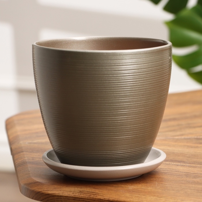 Горшок цветочный Горшок цветочный "Амелия" коричневый, 1,4 л