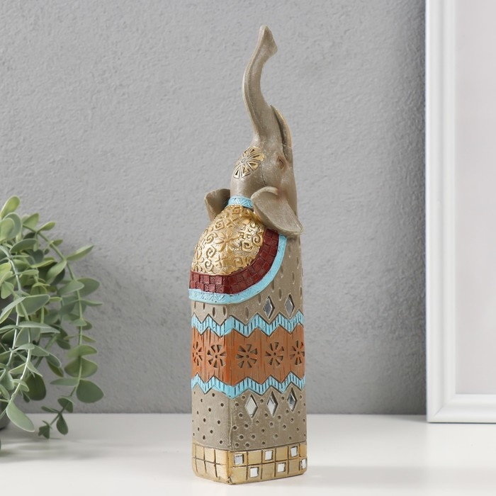 Сувенир полистоун Сувенир полистоун "Серый слон с хоботом вверх" 5,5х6х27 см