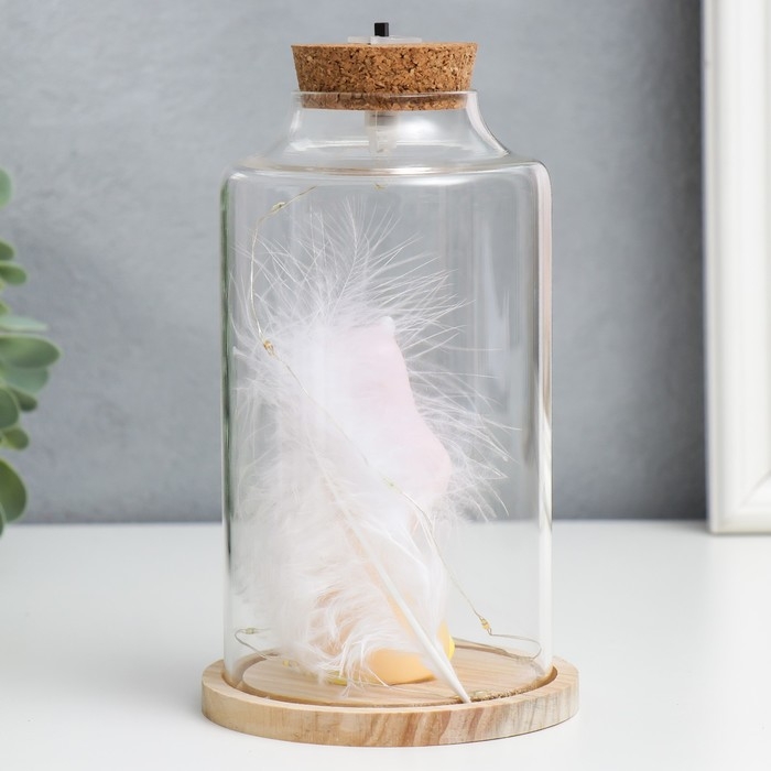 Сувенир полистоун световой  Сувенир полистоун световой "Девочка с розовыми волосами, ушками и пером" 10х10х17,5 см