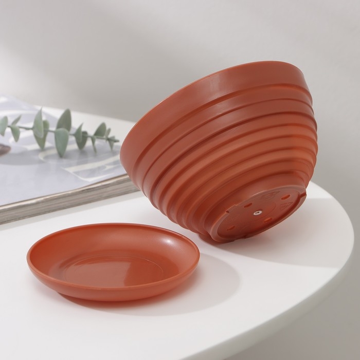 Горшок с подставкой «Алиса», 0,5 л, цвет терракот Горшок с подставкой «Алиса», 0,5 л, цвет терракот