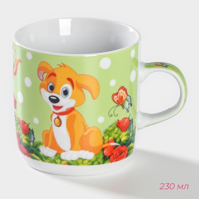 Набор детской посуды из керамики Доляна «Щенок», 3 предмета: кружка 230 мл, миска 400 мл, тарелка d=18 см Набор детской посуды из керамики Доляна «Щенок», 3 предмета: кружка 230 мл, миска 400 мл, тарелка d=18 см