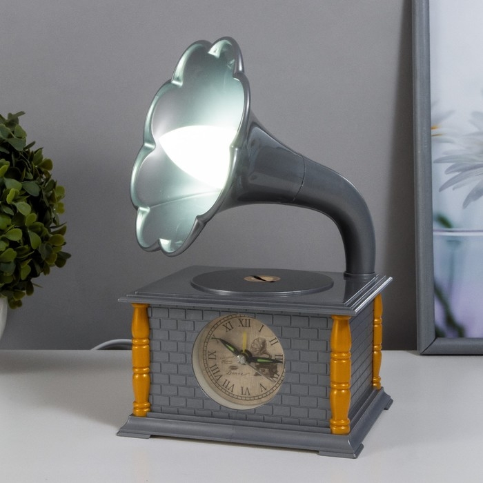 Настольная лампа "Граммофон" E14 10Вт серый 14,5х12,3х24,5 см RISALUX