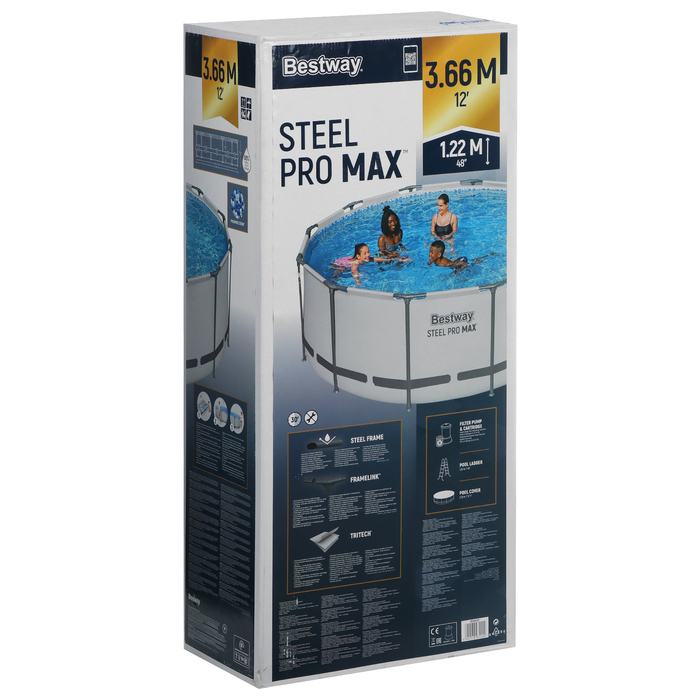 Бассейн каркасный Steel Pro MAX, 366 х 122 см, фильтр-насос, лестница, тент, 56420 Bestway Бассейн каркасный Steel Pro MAX, 366 х 122 см, фильтр-насос, лестница, тент, 56420 Bestway