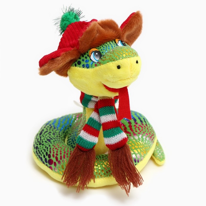 Мягкая игрушка «Змея», в шапке ушанке и шарфе, 15 см Мягкая игрушка «Змея», в шапке ушанке и шарфе, 15 см