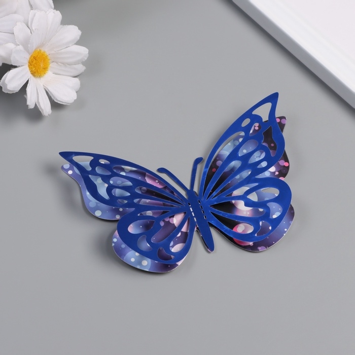 Наклейка бумага, пластик Наклейка бумага, пластик "Бабочки, цветные пятна" синие набор 12 шт 12 см, 10 см 8 см