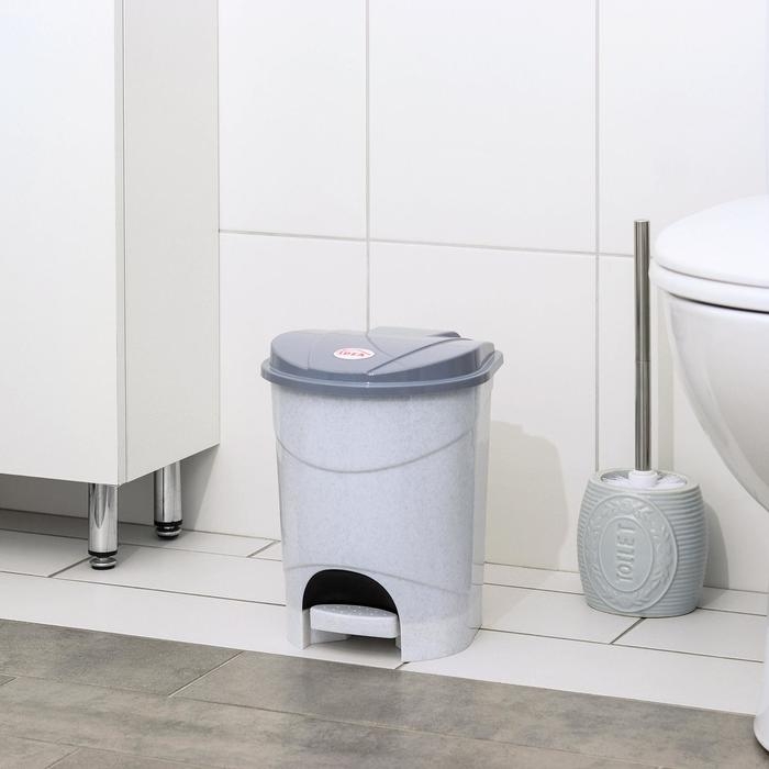 Контейнер для мусора с педалью, 7 л, цвет мраморный Контейнер для мусора с педалью, 7 л, цвет мраморный