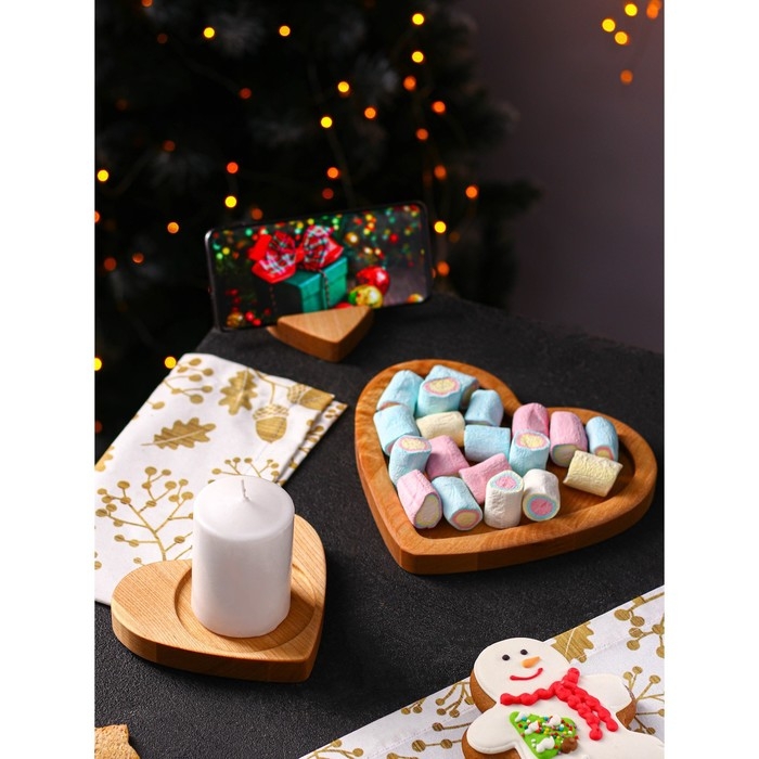 Подарочный набор деревянной посуды Adelica «Для тебя», тарелка 20×17 см, подставка под горячее и телефон, берёза Подарочный набор деревянной посуды Adelica «Для тебя», тарелка 20×17 см, подставка под горячее и телефон, берёза