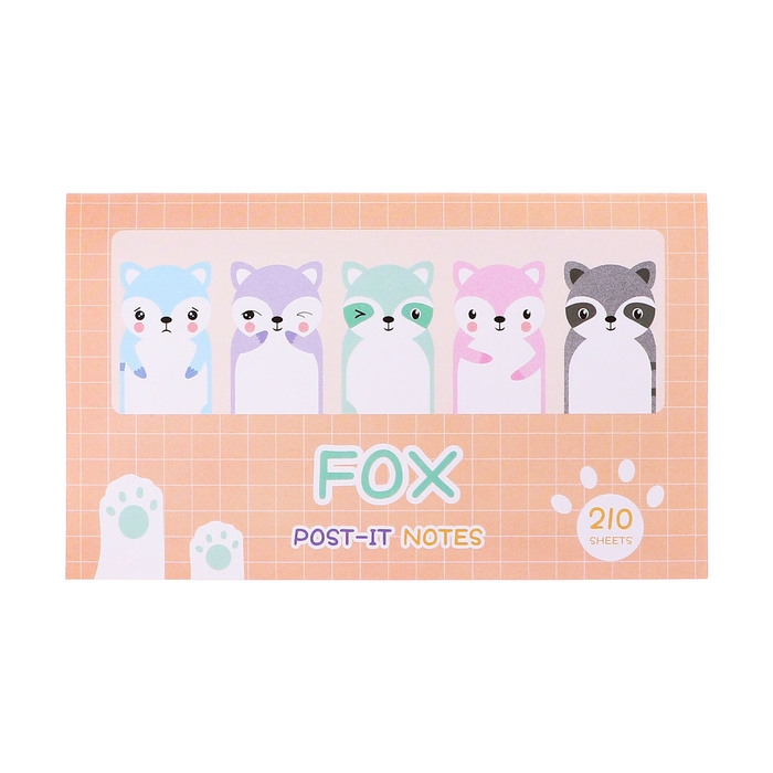 Набор закладок фигурных из бумаги, 20л*7 цветов, 57*17мм, 60*60 мм, 57*36мм, Енотики Набор закладок фигурных из бумаги, 20л*7 цветов, 57*17мм, 60*60 мм, 57*36мм, Енотики