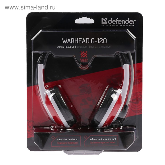 Наушники Defender Warhead G-120, игровые, полноразмерные, микрофон, 3.5мм, 2 м,черно-красные Наушники Defender Warhead G-120, игровые, полноразмерные, микрофон, 3.5мм, 2 м,черно-красные