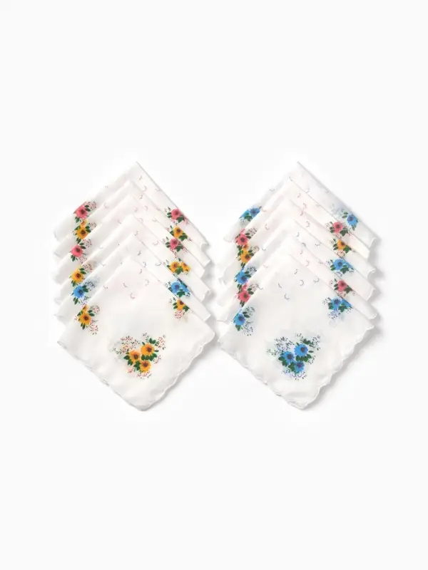 Платки носовые женские Экономь и Я  Платки носовые женские Экономь и Я "Полянка" 30*30 см, (набор 12 шт), рис. МИКС,100% пэ