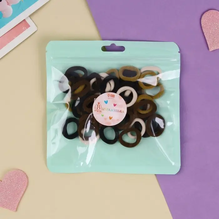 Резинка для волос  Резинка для волос "Классика махрушка" (набор 50 шт) 2 см, коричневый