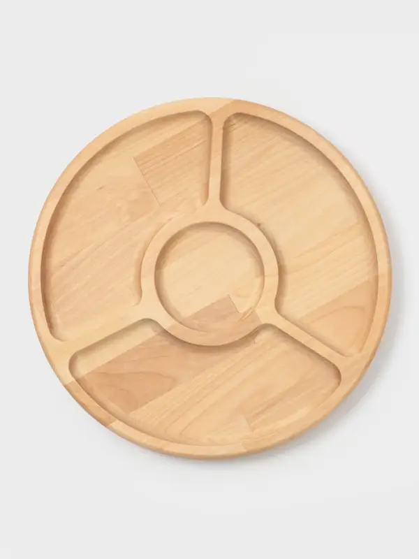 Менажница Доляна, d=27 см, 4 секции, дерево берёза