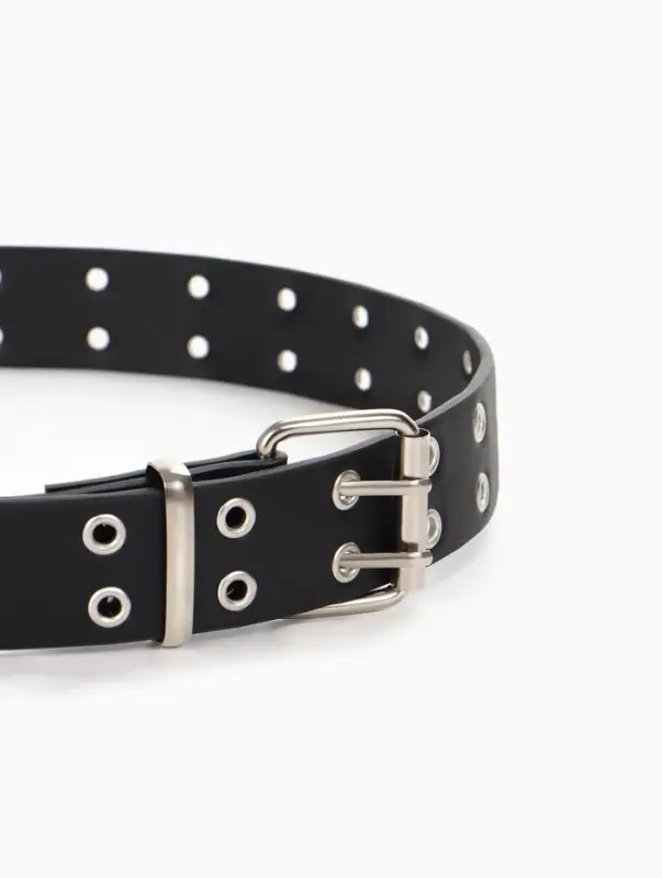Ремень женский, 3.5&times;105 см, с люверсами, пряжка металл, чёрный