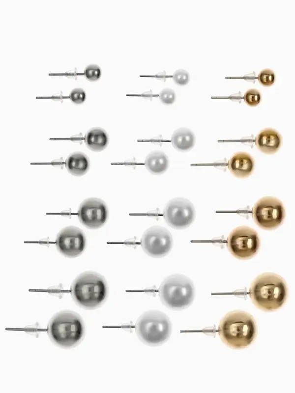 Серьги пусеты QF &laquo;Рэйчел&raquo;, 12 пар, бусины d=6-12 мм, цветные