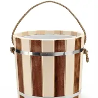 Ведро из липы, 15л,  пластиковая вставка, ручка-веревка "Термо"