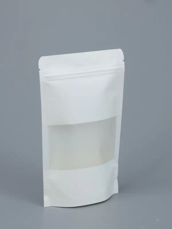 Пакет Zip-lock Крафт, белый, с прямоугольным окном, 12&times;20 см