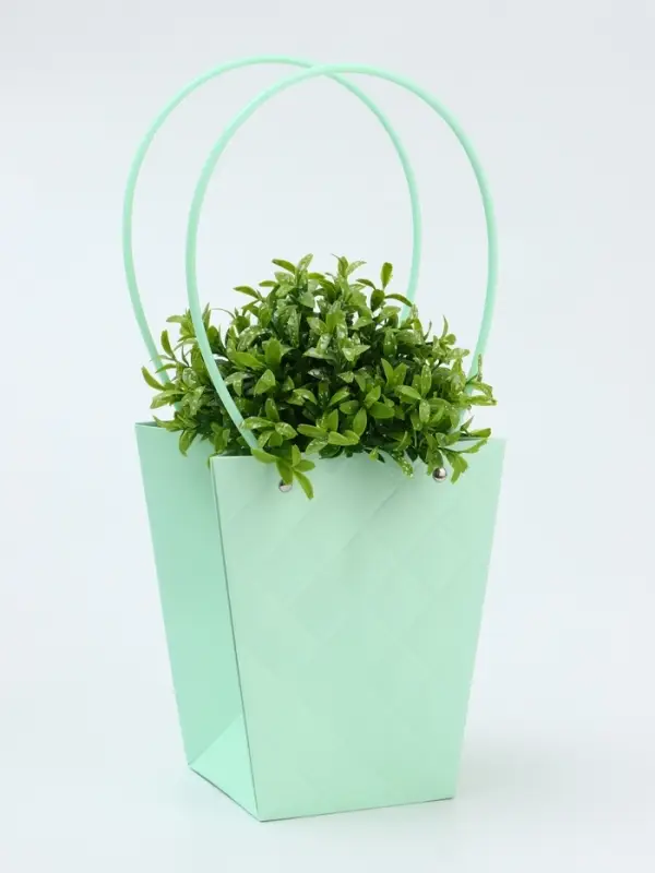 Сумка для цветов тиснение мята влагостойкая, 17&times;17 - 11.5&times;11.5 - 20 см