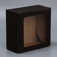 Коробка подарочная сборная с окном, упаковка, «Черный», 16 х 8 х 16 см Коробка подарочная сборная с окном, упаковка, «Черный», 16 х 8 х 16 см