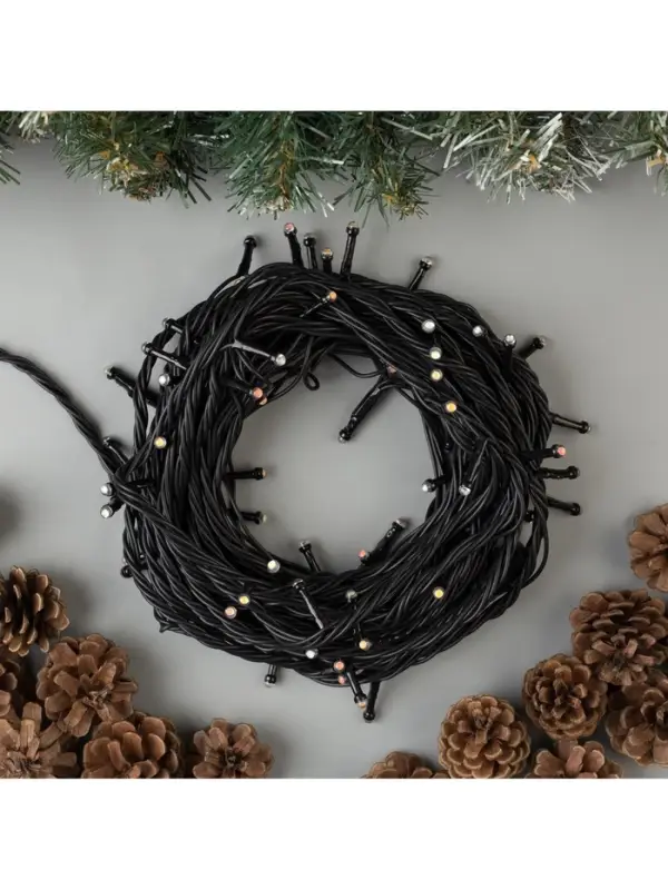 Гирлянда &laquo;Нить&raquo; 10 м, IP44, УМС, тёмная нить, 72 SMD-LED, свечение мульти, 220 В