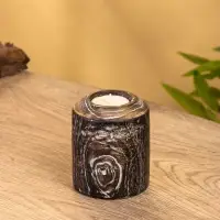 Подсвечник, d=3 см, 8&times;8&times;10 см, дерево джати, тёмно-коричневый