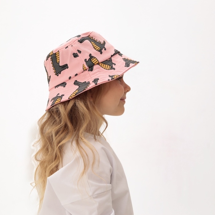 Панама детская MINAKU "Крокодилы", цвет розовый, р-р 52-54