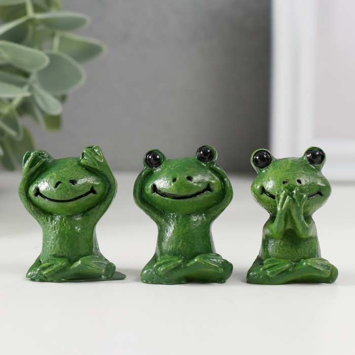 Сувенир полистоун Сувенир полистоун "Сидящий лягушонок" набор 3 шт 2,3х3,2х4 см