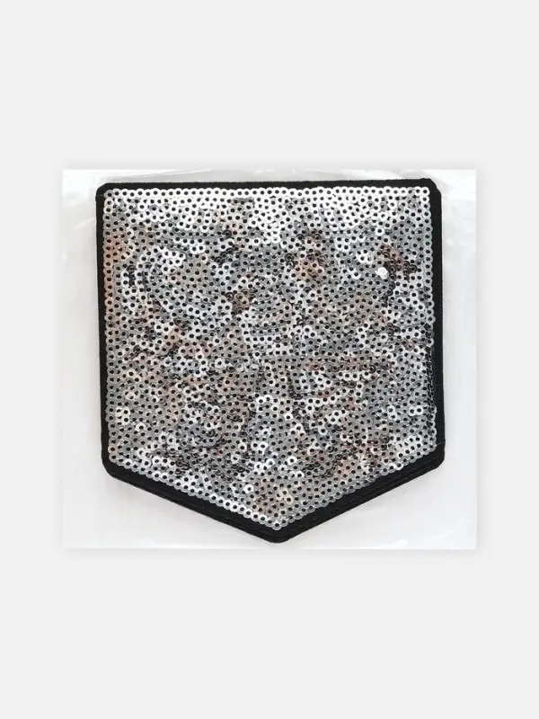 Термоаппликация &laquo;Карман&raquo;, с пайетками, 11&times;10.5 см, цвет серебряный, чёрный