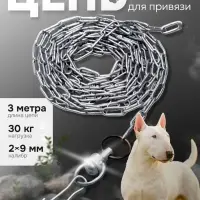 Цепь для привязи собак, 3 м, калибр 2&times;9 мм, белая