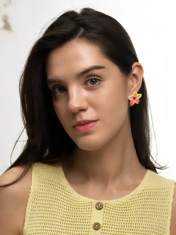 Серьги пластик &laquo;Цветок Лилии&raquo;, жёлтый, оранжевый