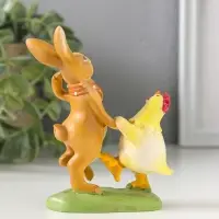 Сувенир полистоун "Зайчик и курочка танцуют на полянке" 8х3,5х10 см