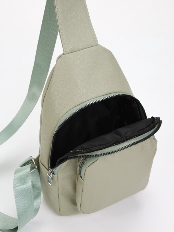 Рюкзак-слинг, 18*5,5*29 см, отд на молнии, 1 н/карман, зеленый