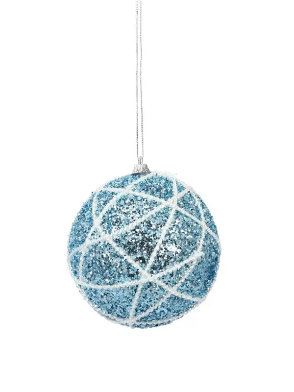 Ёлочный шар новогодний d=10 см «Карнавал» гламур, серебристо-синий Ёлочный шар новогодний d=10 см «Карнавал» гламур, серебристо-синий