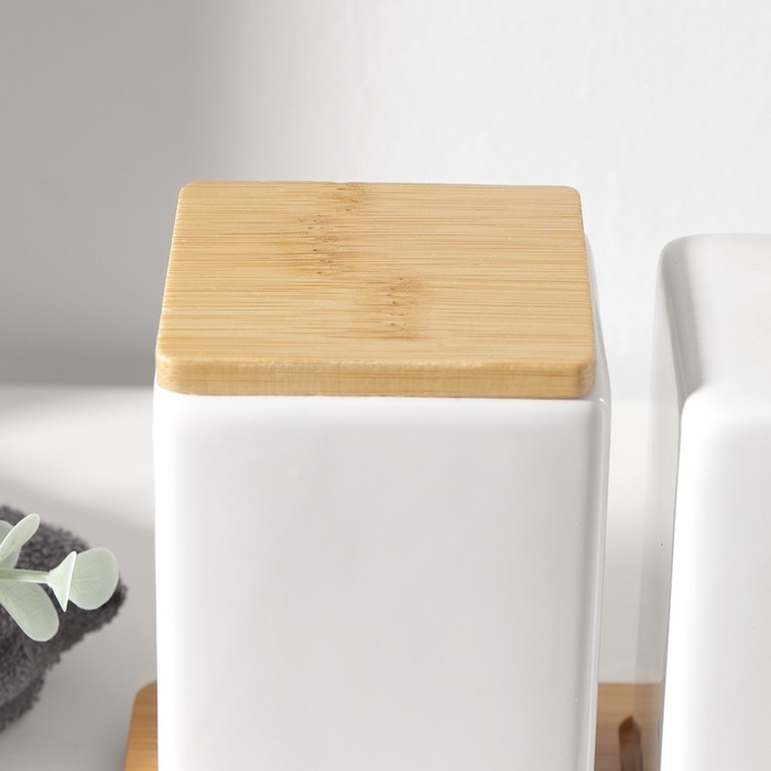 Набор аксессуаров для ванной комнаты SAVANNA Square, 4 предмета (дозатор для мыла, 2 стакана, подставка), цвет белый Набор аксессуаров для ванной комнаты SAVANNA Square, 4 предмета (дозатор для мыла, 2 стакана, подставка), цвет белый