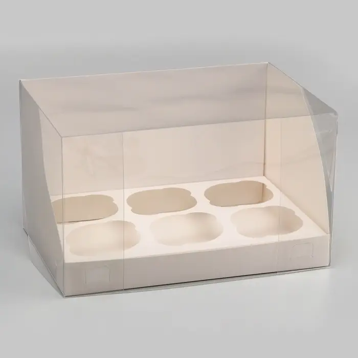 Коробка для 6 капкейков, белая 23.5&times;16&times;14 см