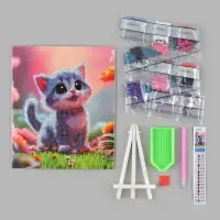 Алмазная мозаика &laquo;Котик на лужайке&raquo; 21&times;25 см, с мольбертом