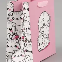 Пакет подарочный ламинированный квадратный, упаковка, &laquo;Котики&raquo;, 22&times;22&times;11 см