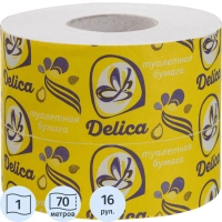 Бумага туалетная Delica Макси 1 слой 70 метров на втулке 16 рул/уп